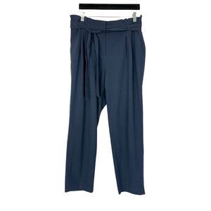 Loft Belted Pants Navy Blue Slacks Dress Pants Trousers Women's Size Large